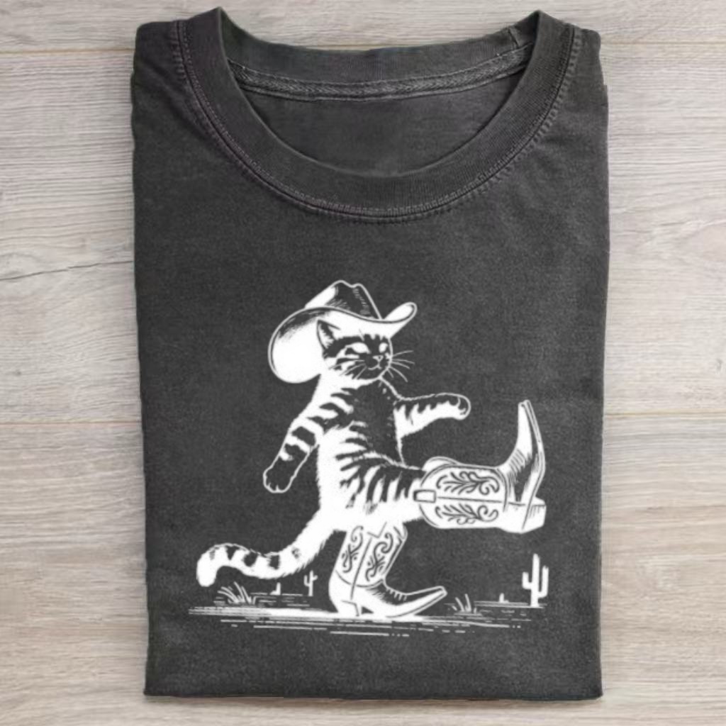 Cowboy Cat with Cowboy Boots Graphic T-Shirt