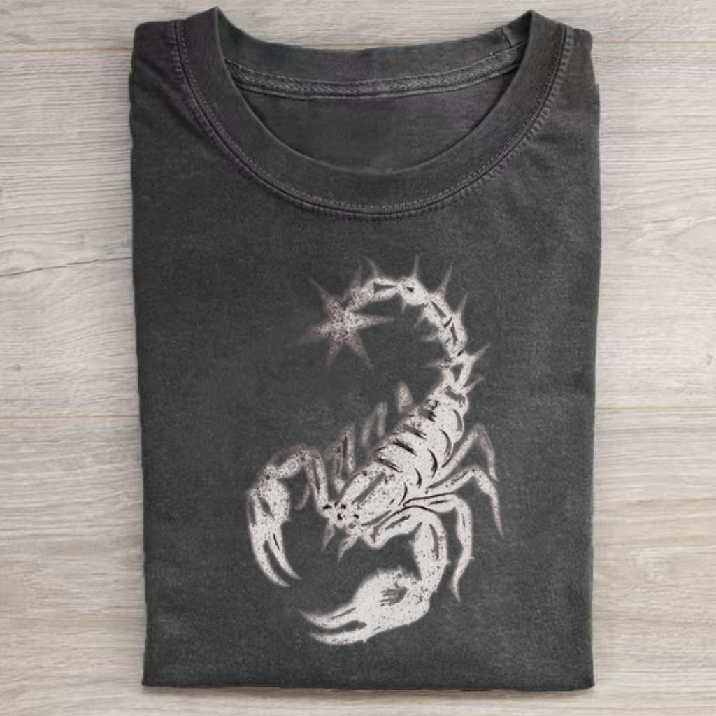Scorpion with Star Distressed Tattoo T-Shirt