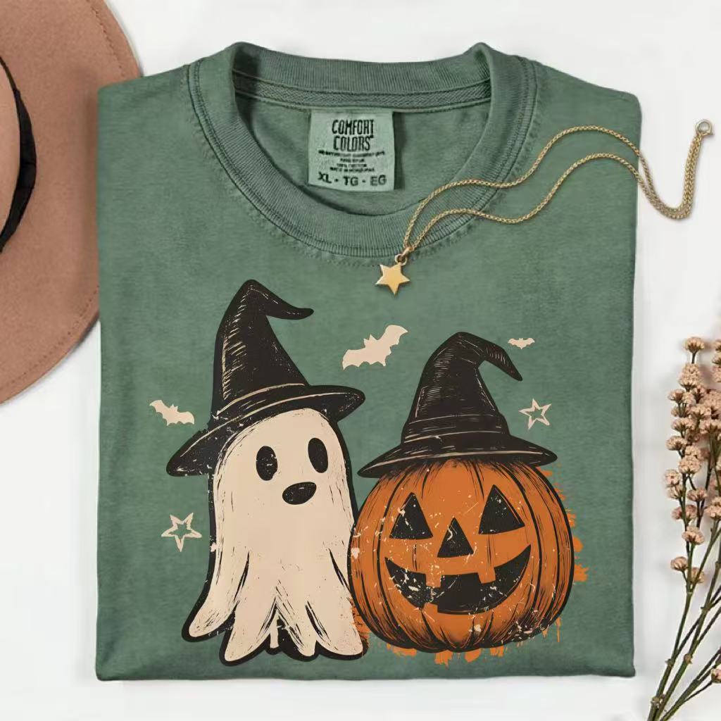 Spooky Ghost Preppy Floral Pumpkin Halloween Shirt