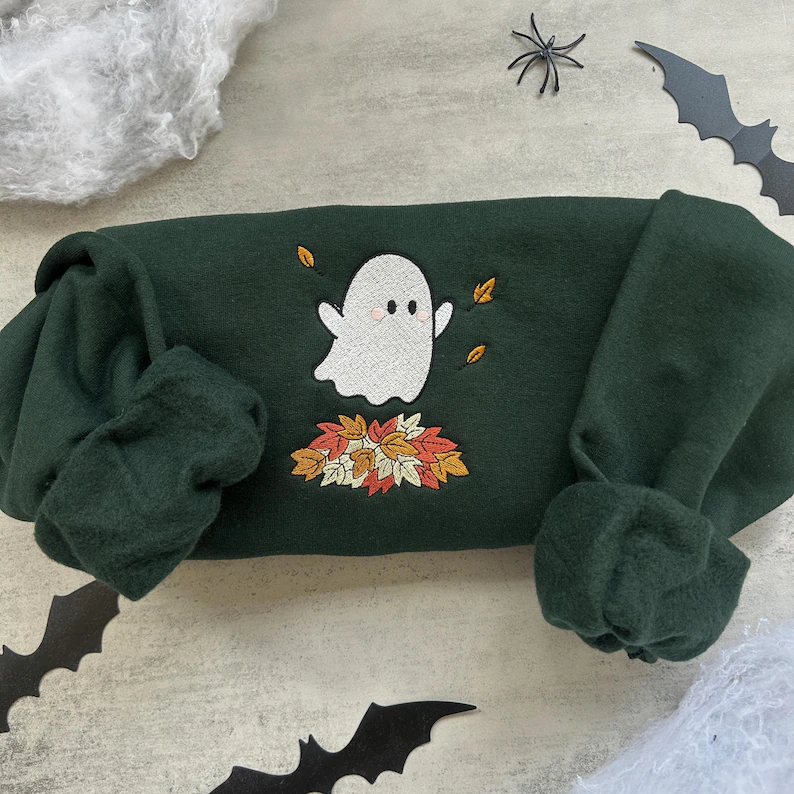 Embroidered Fall Ghost Sweatshirt