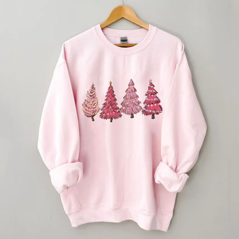 Pink Christmas Tree Sweatshirt-Lulueye