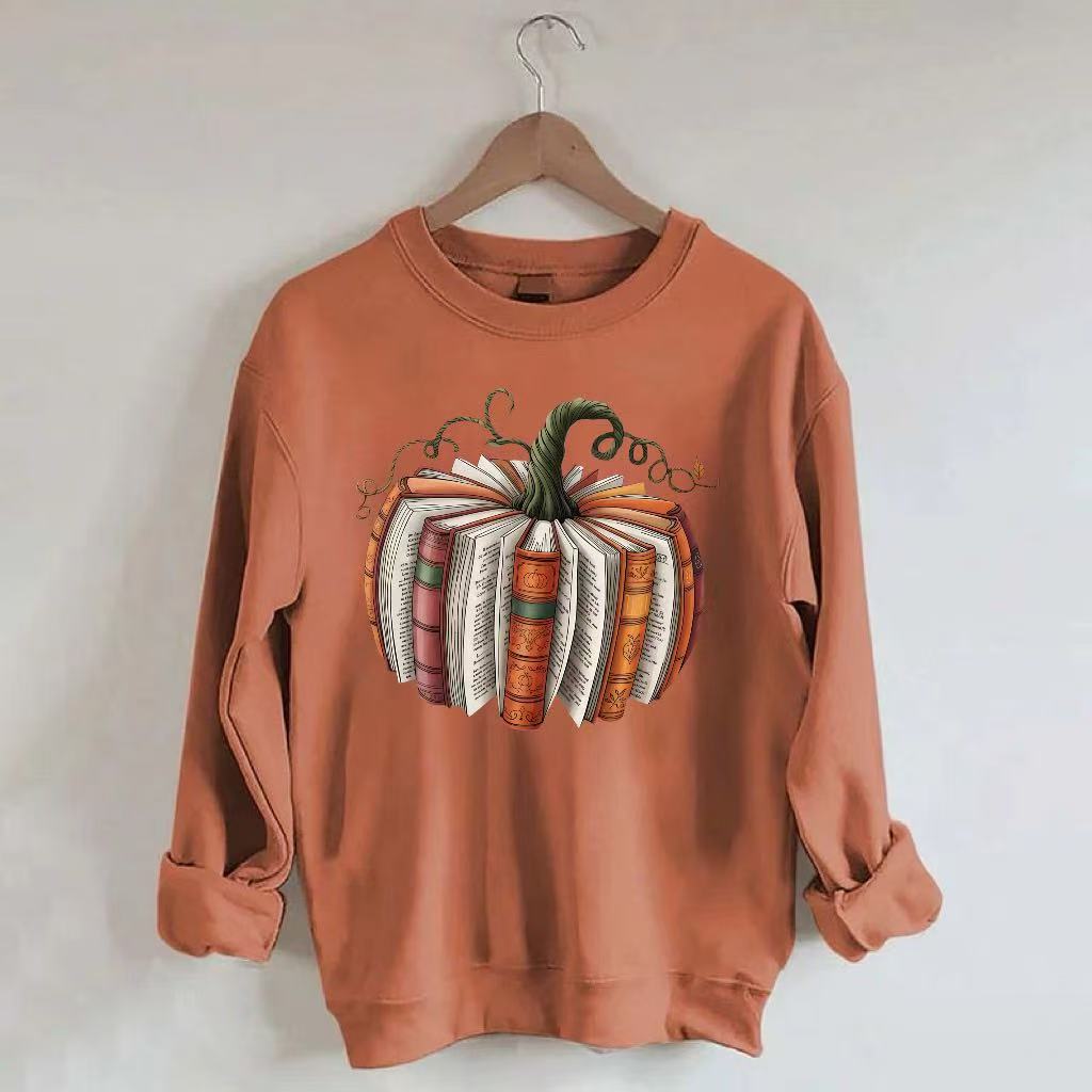 Thanksgiving Book Pumpkin Graphic Sweatshir