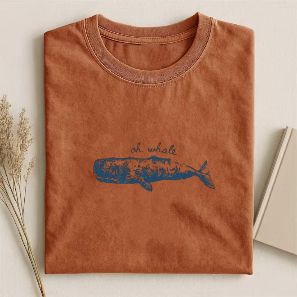 "Oh Whale" Pun Graphic Whale Print T-Shirt