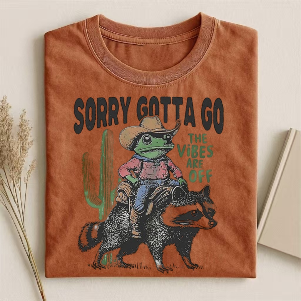 "Sorry Gotta Go The Vibes Are Off" Frog & Raccoon Graphic T-shirt