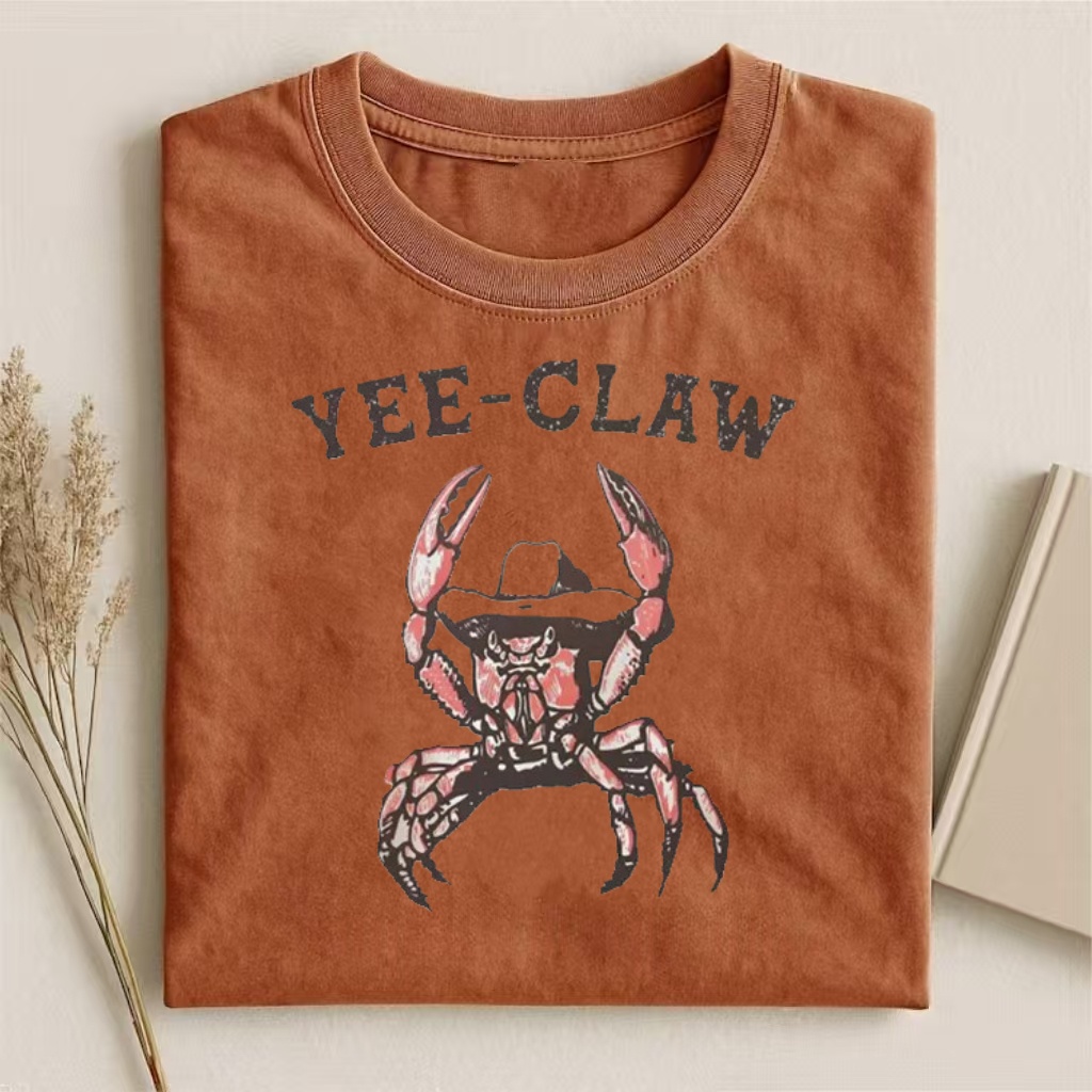 "Yee-Claw" Cowboy Crab Pun Graphic T-shirt