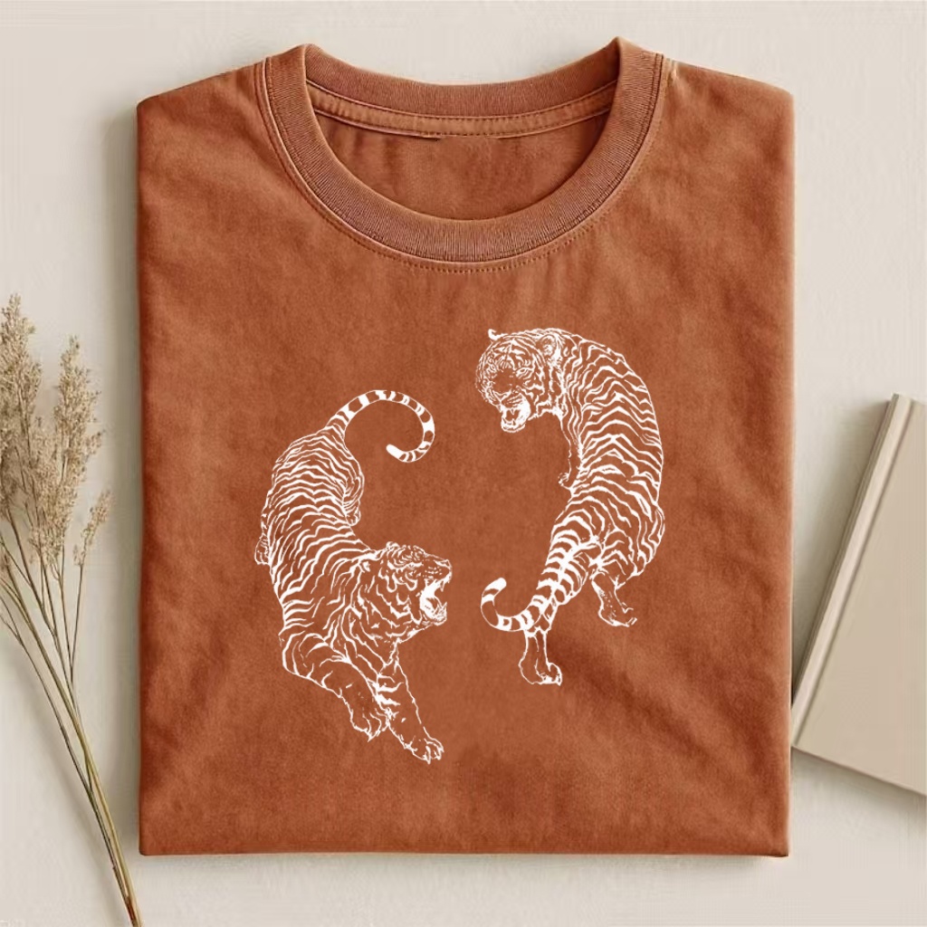 Dual Tiger Yin Yang Graphic T-shirt