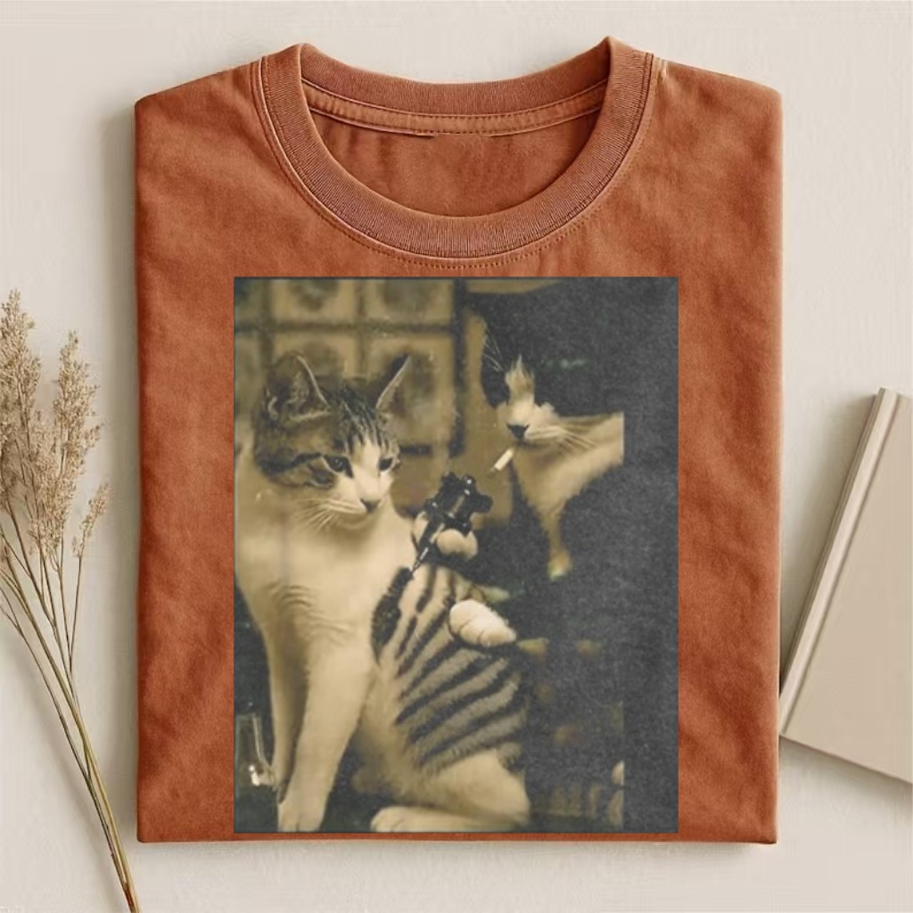 Vintage Gangster Cats Meme Graphic T-shirt