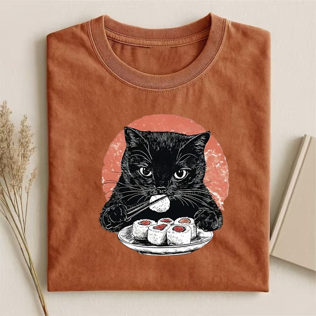 Cat Eating Delicious Sushi T-shirt