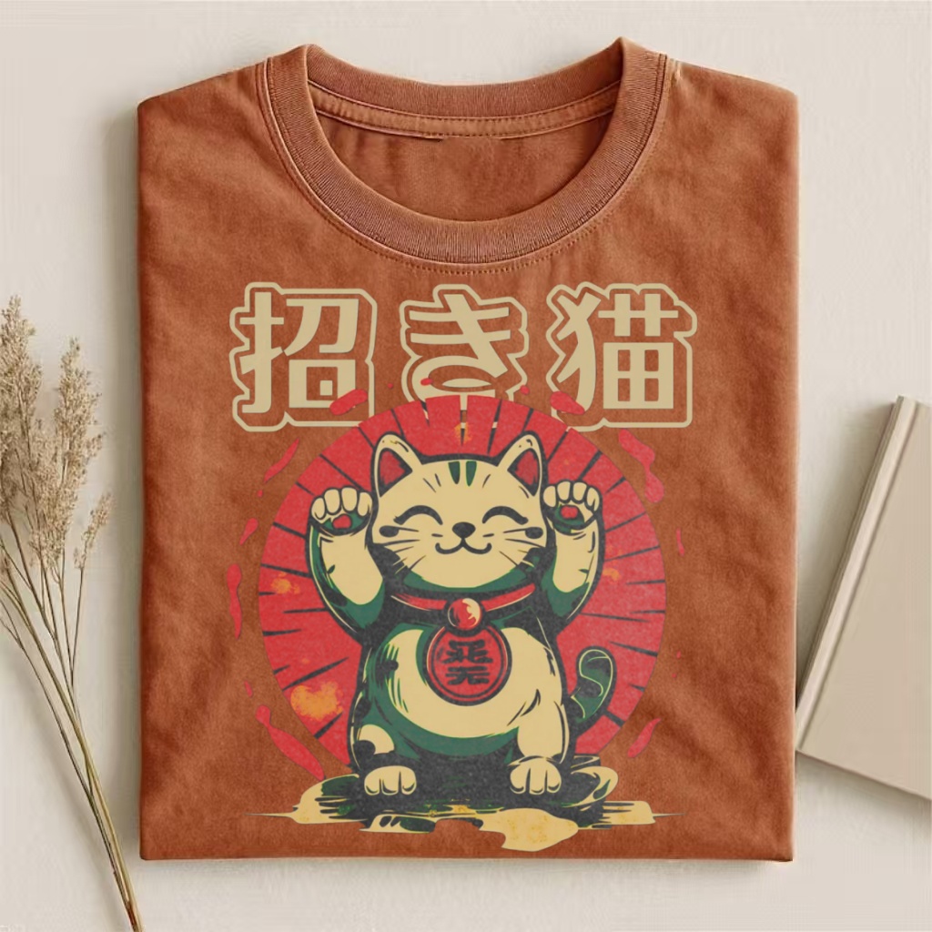 Retro Maneki Neko Lucky Cat T-shirt