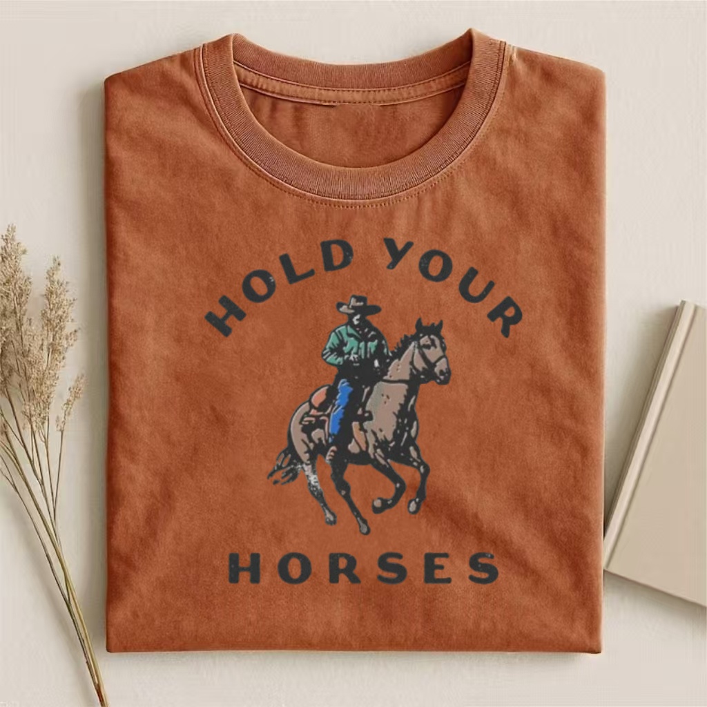 "Hold Your Horses" Cowboy Graphic T-shirt