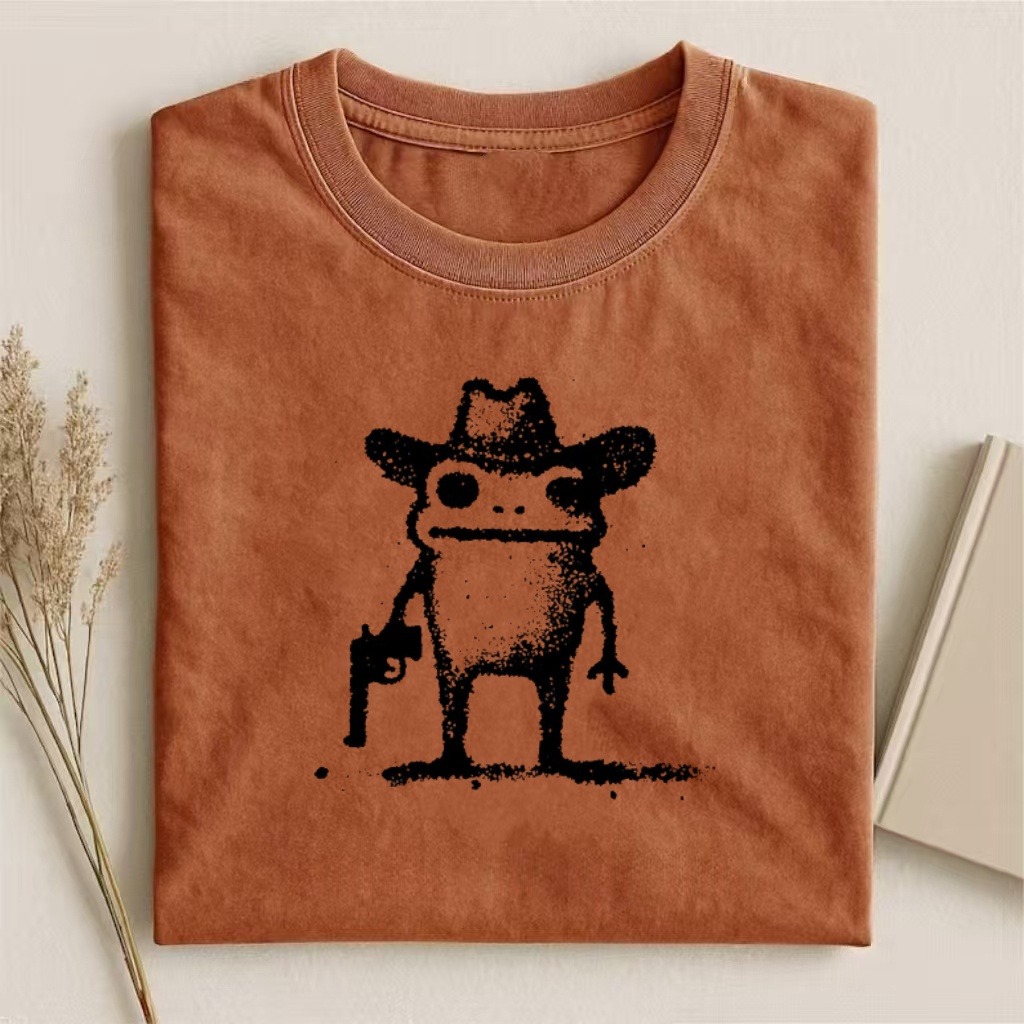 Cowboy Frog With Pistol Graphic T-shirt