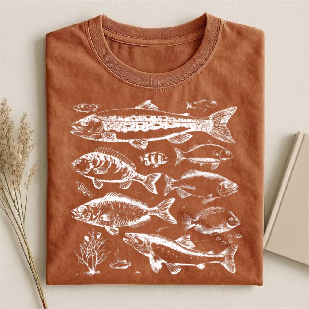 Vintage Fish Species Collage T-shirt