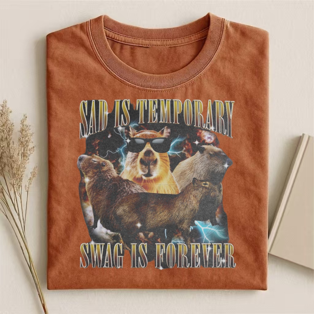 "Sad Is Temporary, Swag Is Forever" Capybara T-shirt