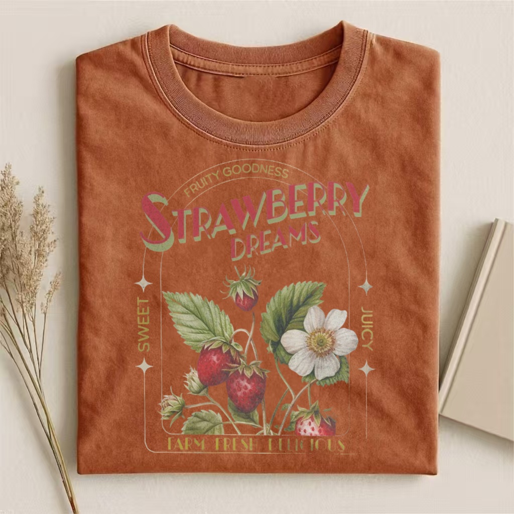 "Strawberry Dreams" Retro Fruit Graphic T-shirt