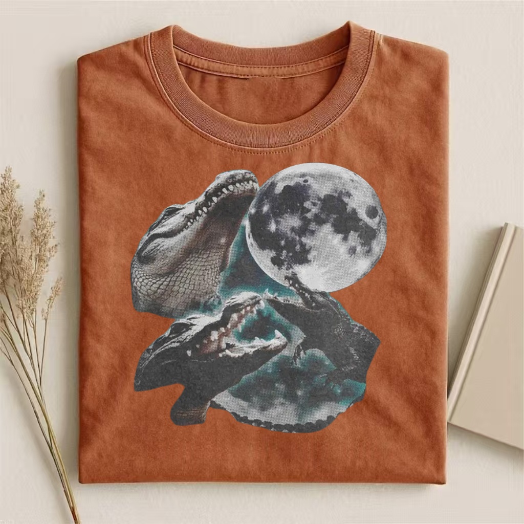 Three Crocodiles Howling At Moon Meme T-shirt