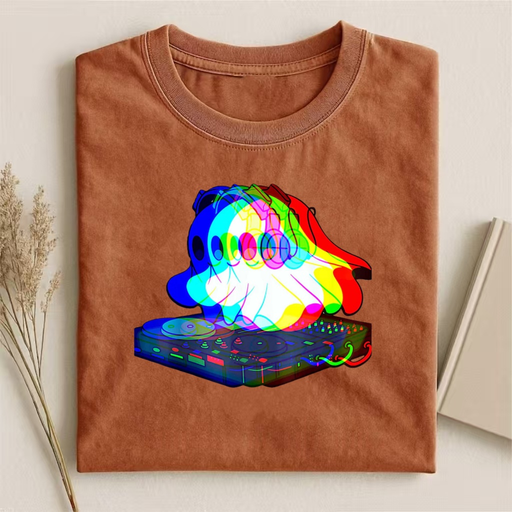 Rainbow Ghost DJ Graphic T-shirt