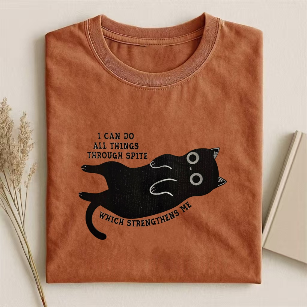 "I Can Do All Things Through Spite" Cat Humor T-shirt