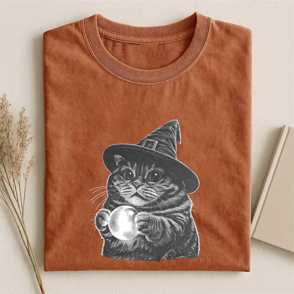 Witch Cat Retro T-shirt