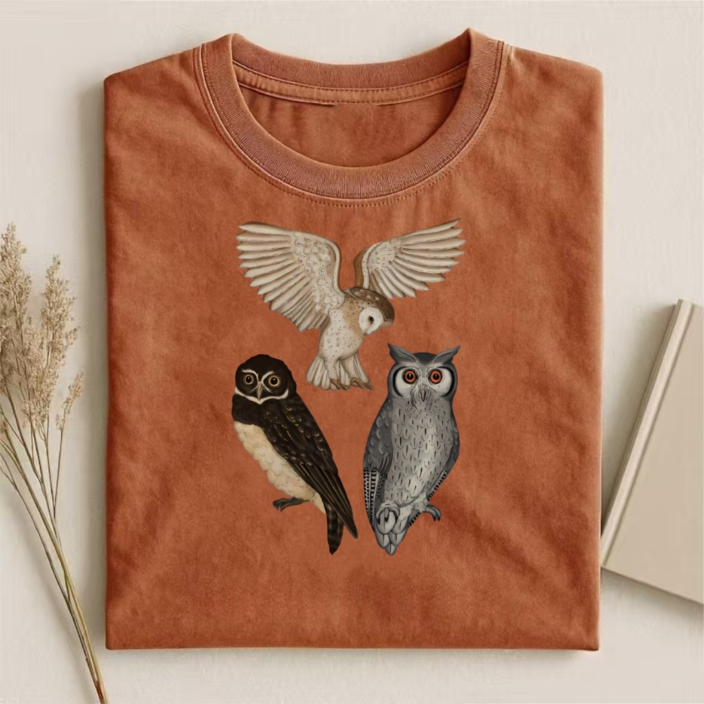 Vintage Owl Species Collage T-shirt
