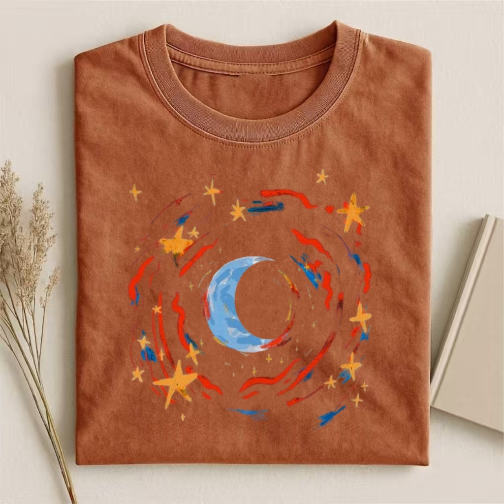 Cosmic Moon & Stars Art T-shirt