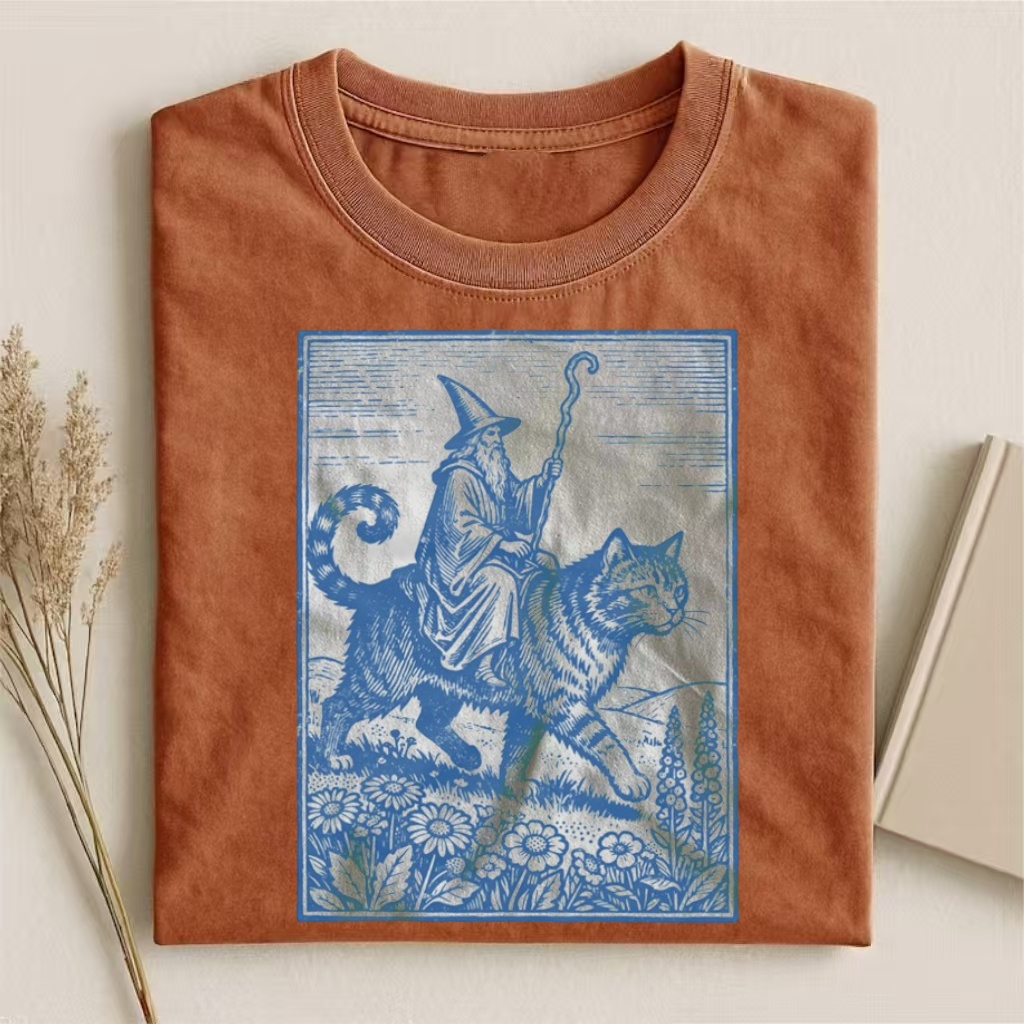 Wizard Cat Rider Vintage T-shirt