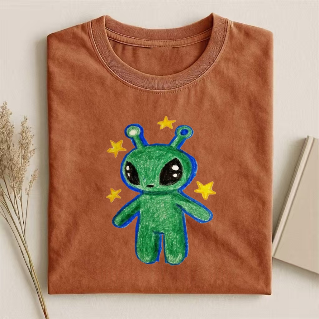 Cute Alien With Stars Doodle T-shirt