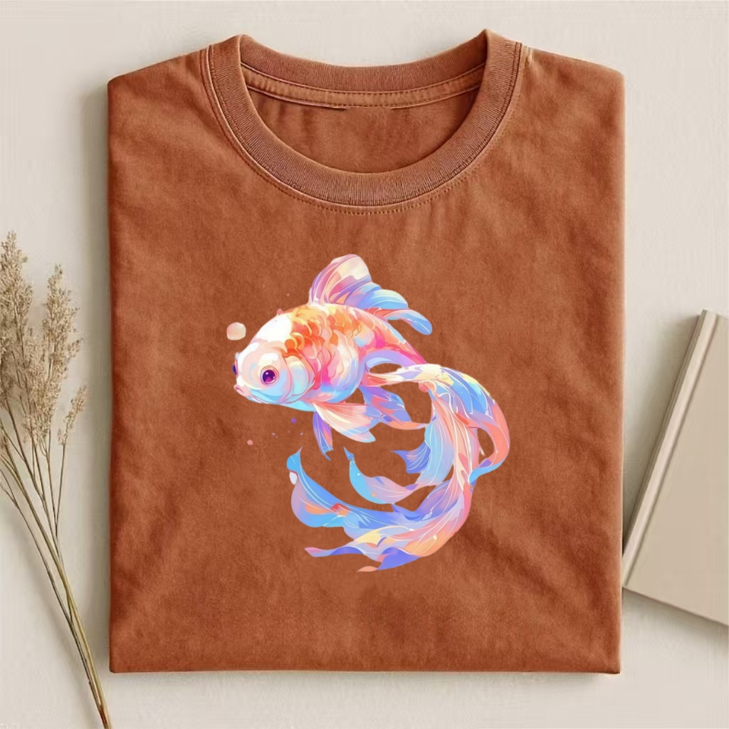 Pastel Rainbow Goldfish Art T-shirt