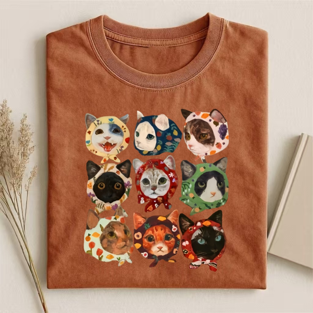 Retro Cats In Bandanas Collage T-shirt