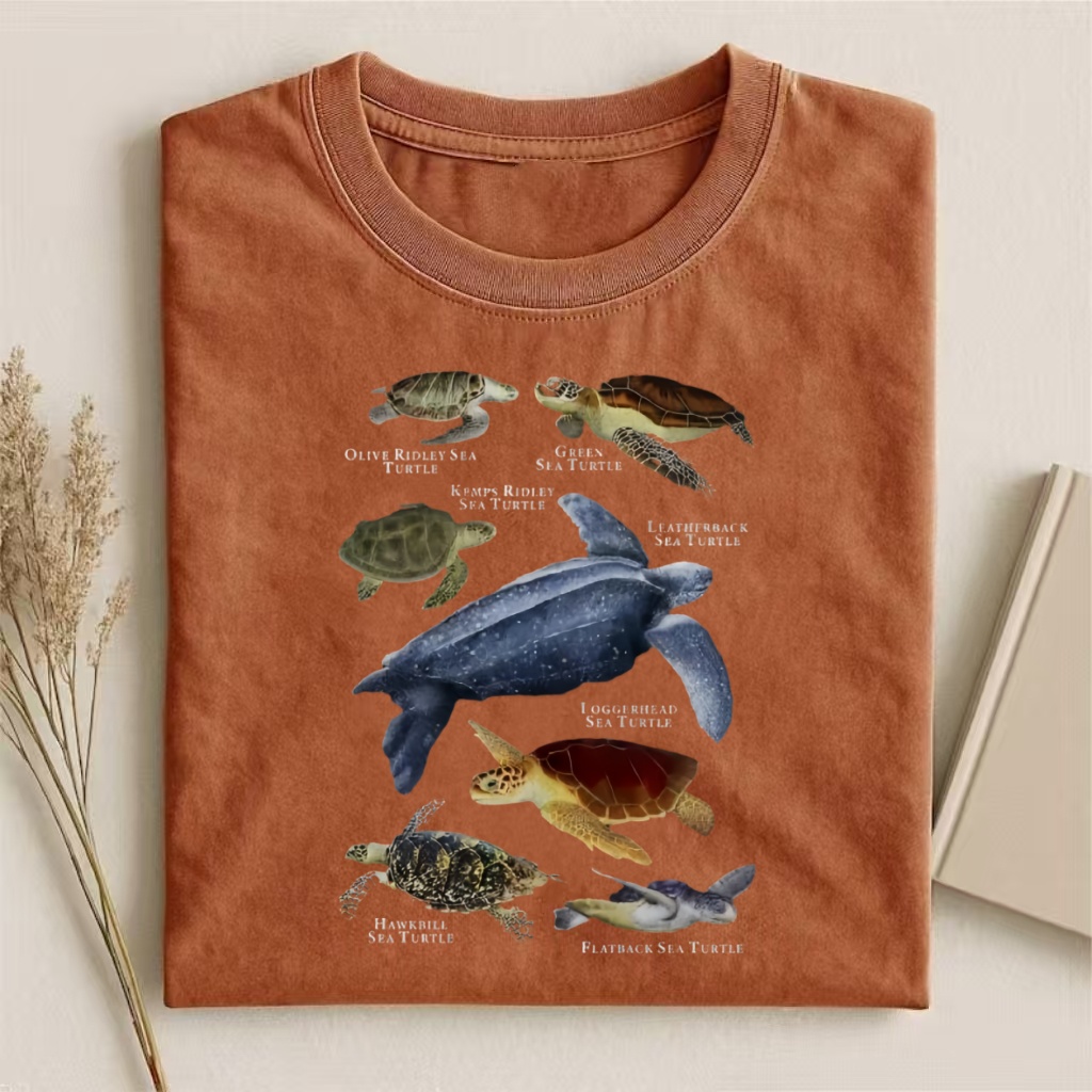 Sea Turtle Species Educational Graphic T-shirt