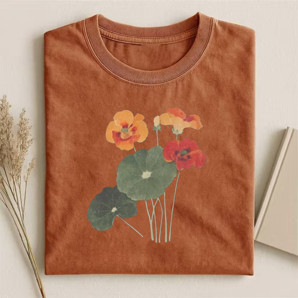 Nasturtium Flower Pressed Art T-shirt