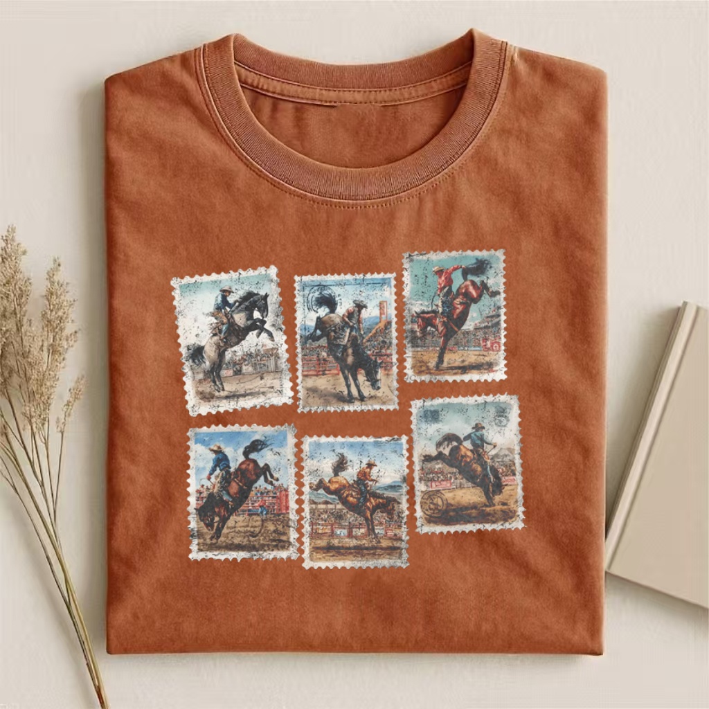 Vintage Rodeo Stamp Collage T-shirt