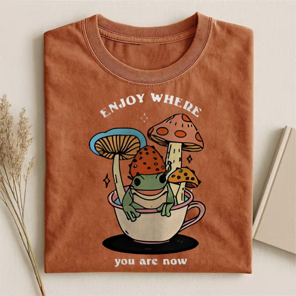"Enjoy Where You Are Now" Frog & Mushroom T-shirt