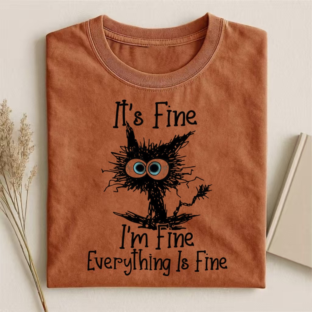 "Everything Is Fine" Spooky Cat Meme T-shirt