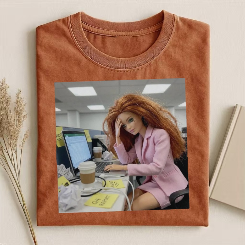 Stressed Office Barbie Meme T-shirt
