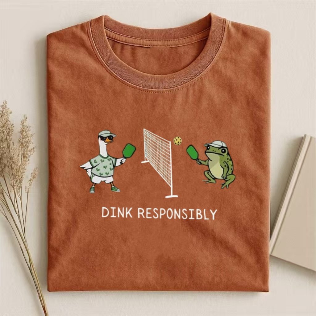 "Dink Responsibly" Duck & Frog Pickleball T-shirt