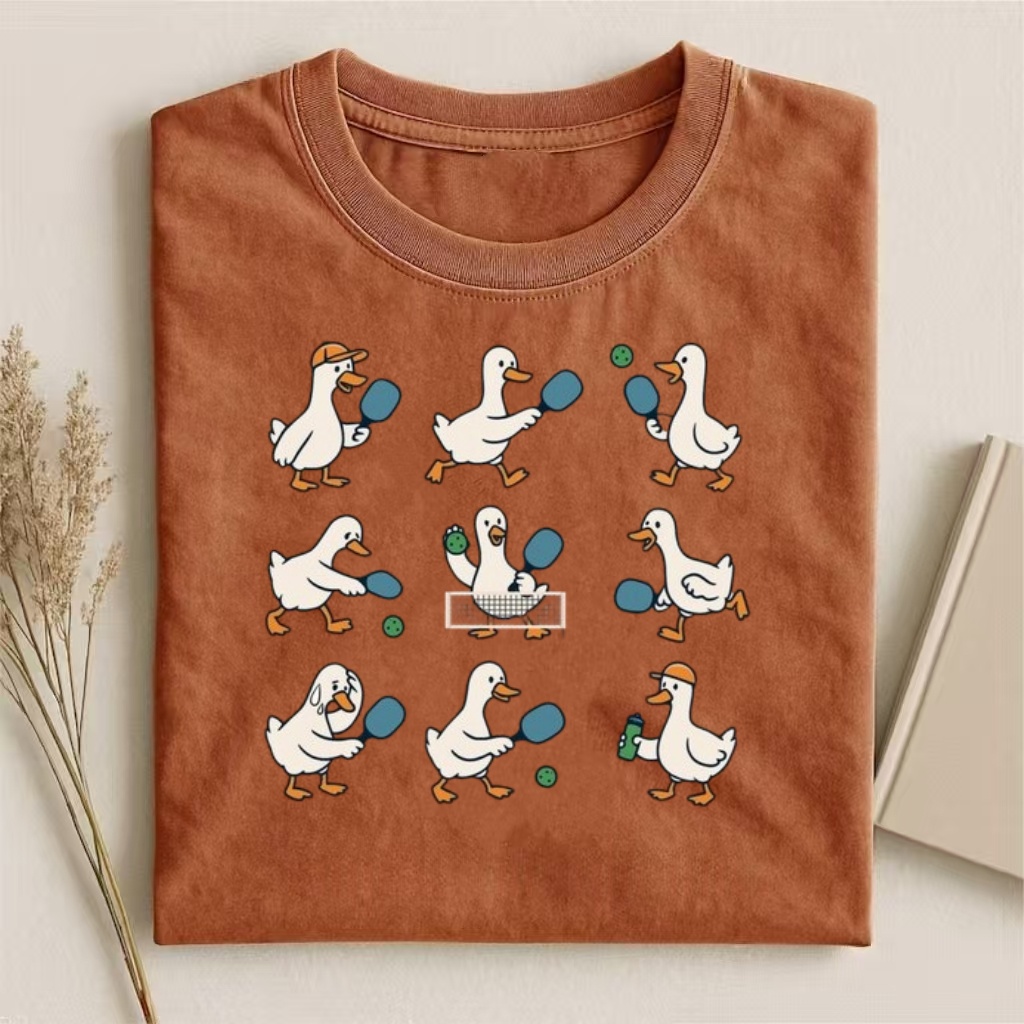 Duck Pickleball Poses Cartoon T-shirt