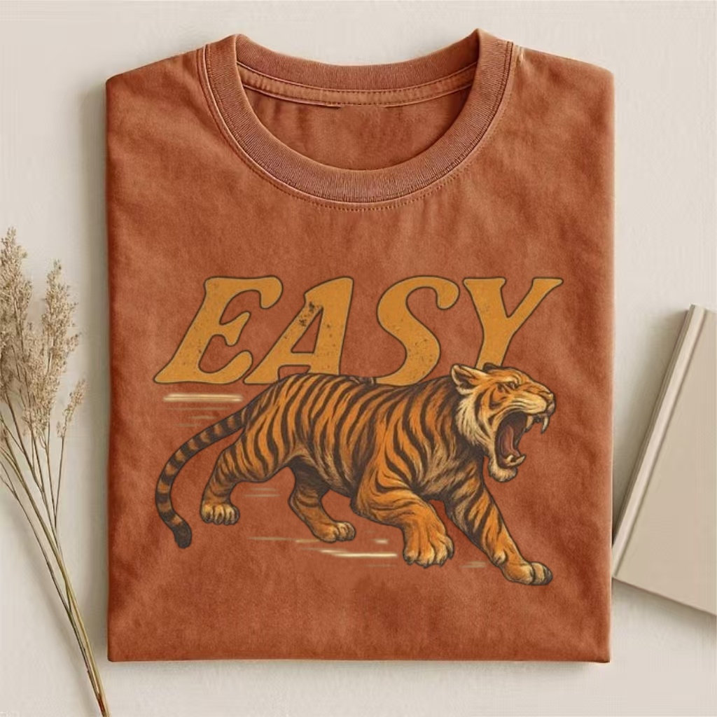 "Easy" Tiger Retro Graphic T-shirt