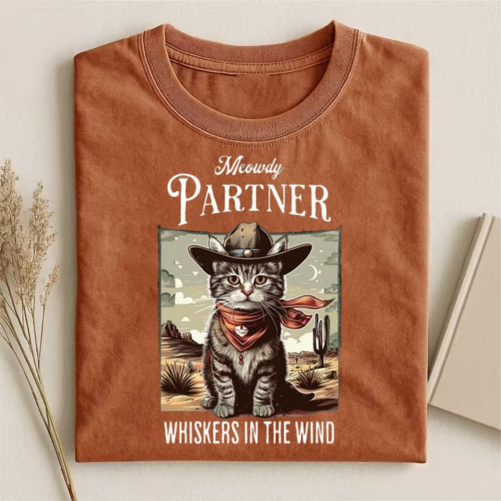 "Meowdy Partner" Cowboy Cat Western T-shirt