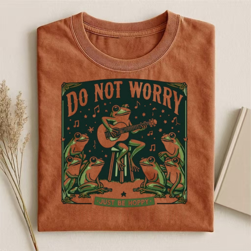 "Do Not Worry Just Be Hoppy" Frog Guitar T-shirt