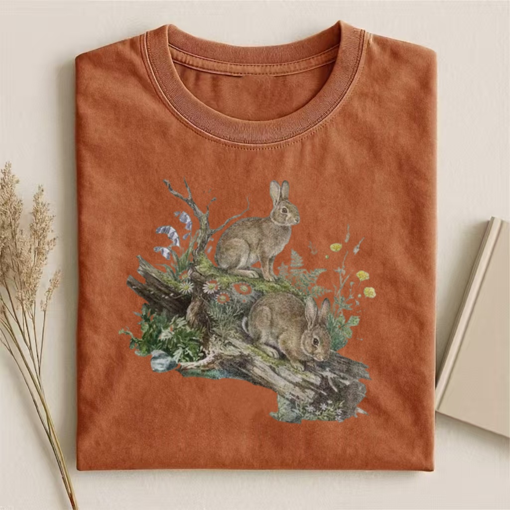 Vintage Rabbit Wildlife Art T-shirt