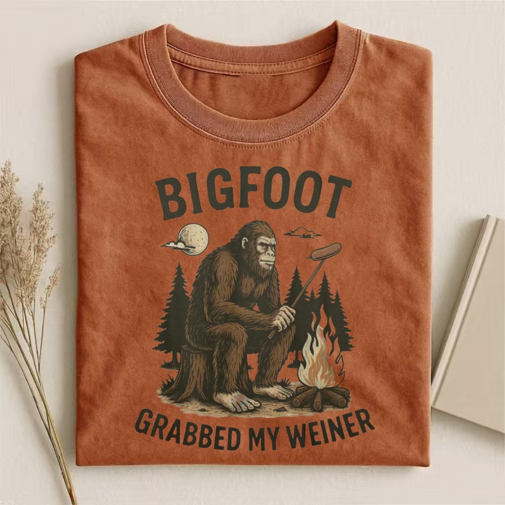 "Bigfoot Grabbed My Weiner" Funny Cryptid T-shirt