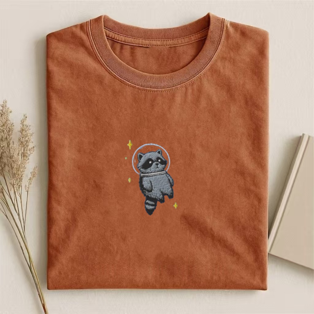 Space Raccoon Embroidered T-shirt