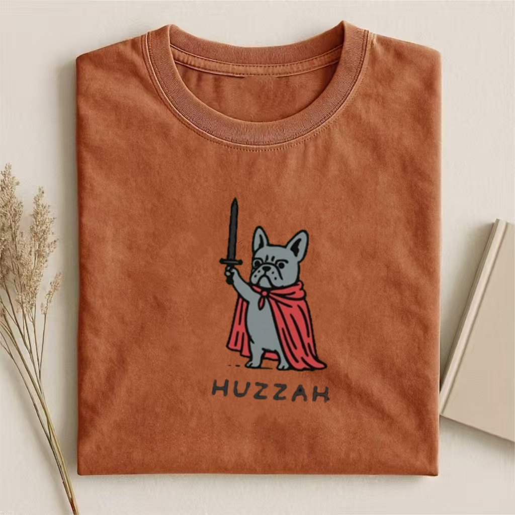 Huzzah Funny Medieval French Bulldog T-shirt