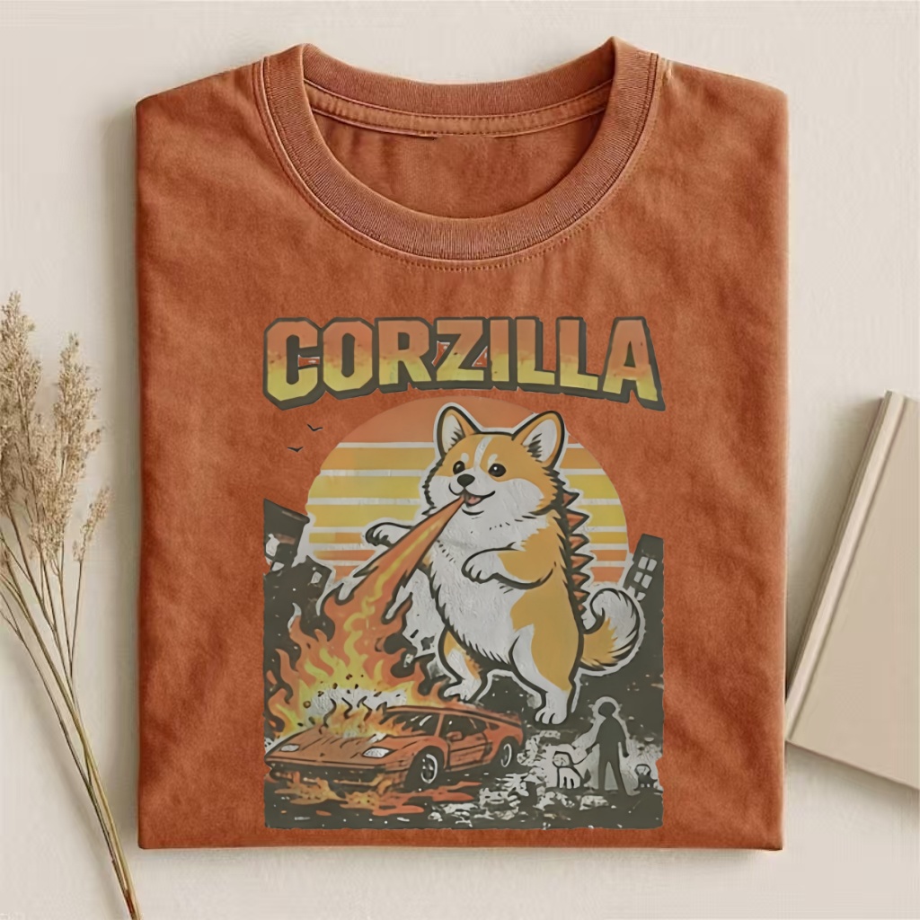 Funny Corgi Godzilla T-shirt