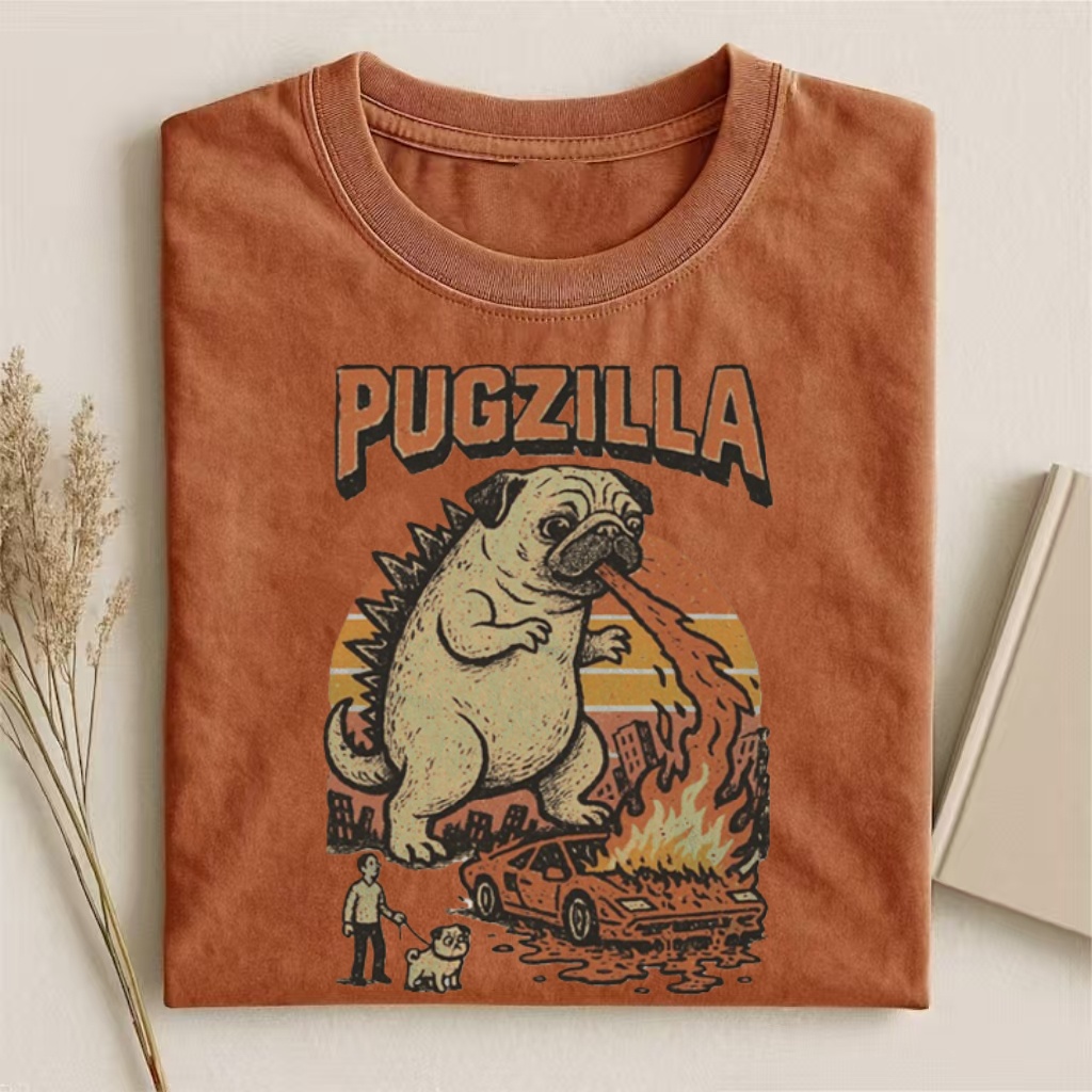 Funny Pug Godzilla T-shirt