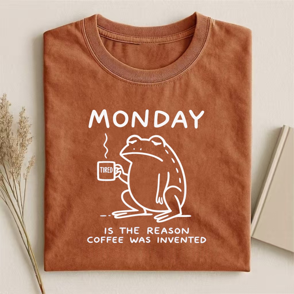 Monday Is The Reason Coffee Was Invented Tired Frog T-shirt