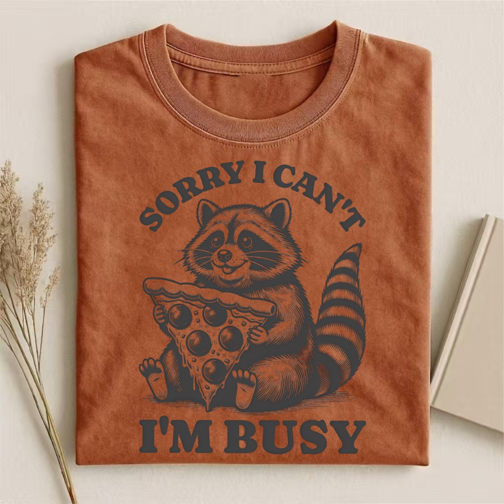 Sorry I Can't I'm Busy Retro Raccoon Animal T-shirt
