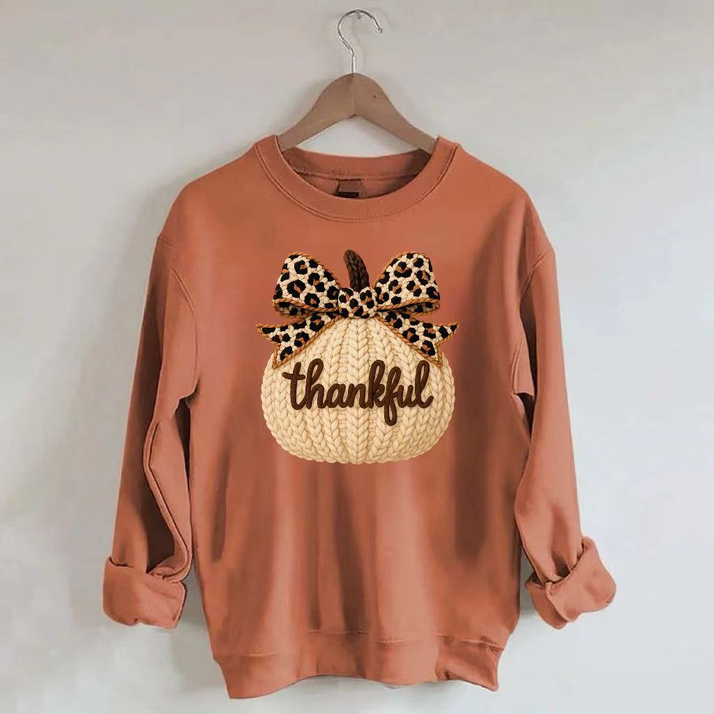 Thanksgiving "Thankful" Pumpkin Graphic Sweatshirt