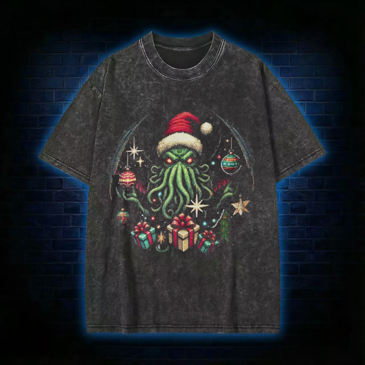 Cthulhu Christmas Washed T-shirt