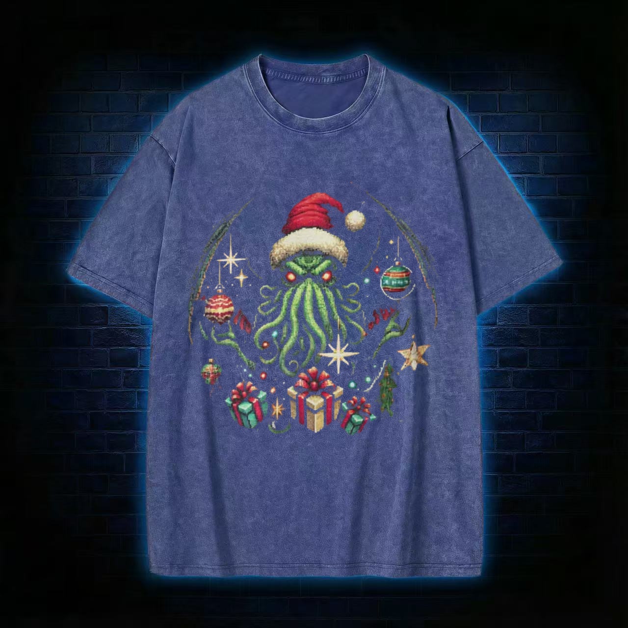 Cthulhu Christmas Washed T-shirt